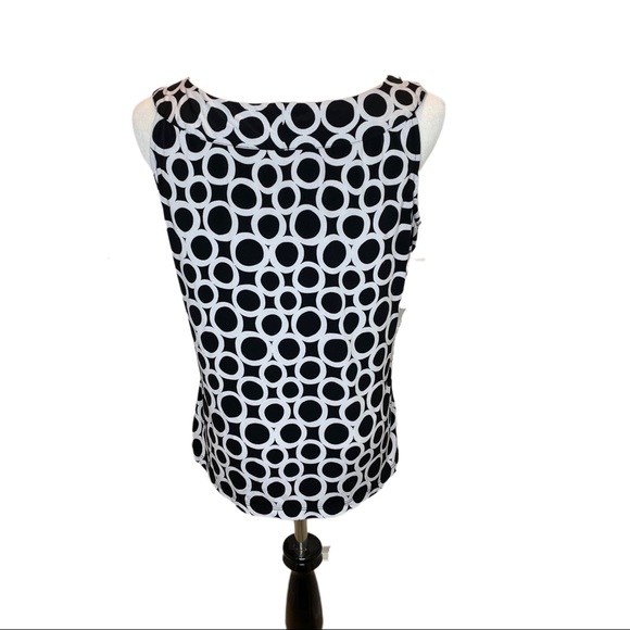 Calvin Klein Black White Geo Print Pleated Tank - Picture 3 of 9